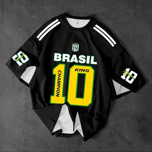 Camiseta de Fútbol Brasil 10 King Champion para Hombre, Talla Grande, Manga Corta, Transpirable, Poliéster, Impresión por Sublimación - Product Image 3