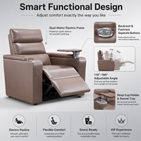 Fauteuil inclinable électrique à double moteur, réglable de 110 à 160 degrés, siège de cinéma VIP en cuir avec porte-gobelet et tablette, pour salon moderne