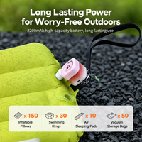 Mini pompe à air électrique rechargeable, gonfleur et aspirateur portable avec lumière LED pour matelas de camping et sacs de rangement