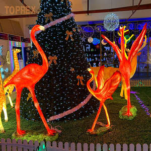 Toprex Décor Thème Parc Décoration Durable En Plein Air Animal Résine Artisanat Sculptures Grand Métal Rouge Flamants Statues - Product Image 4