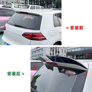 Aileron de coffre arrière Volkswagen Golf 7 Mk7 7.5, style bec de canard, noir piano, texture fibre de carbone, pièce de modification en ABS - Product Image 4