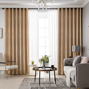 Poliestere Beige floreale Jacquard tessuto testurizzato <span class=keywords><strong>tende</strong></span> oscuranti lusso europeo per soggiorno camera da letto decorazione per la casa - Product Image 1
