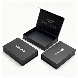 Custom Luxury Magnetic Gift Box Packaging Large <b>Black</b> Cardboard Paper <b>Boxes</b> with Closure Lid - Product Image 3