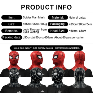 Máscara de Spider-Man Glojoy, Roja y Negra, de Látex, para Disfraz de Halloween, Cosplay para Adultos, Reutilizable - Product Image 2