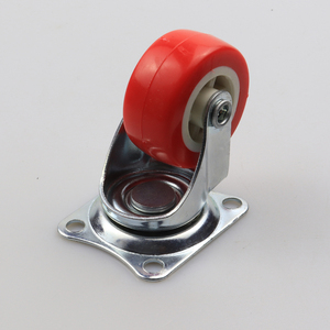 Rodízios Industriais Pequenos de PVC Vermelho de 1,5 e 2 Polegadas com Rosca, Rodas Móveis Leves para Freio, Fabricantes de Poliolefina - Product Image 2