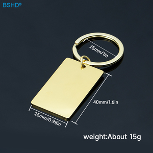 Fabricante <span class=keywords><strong>Spot</strong></span> Espejo de alta calidad Pulido Acero inoxidable Chapado en oro Impresión Llavero en blanco Logotipo grabado Llaveros - Product Image 5