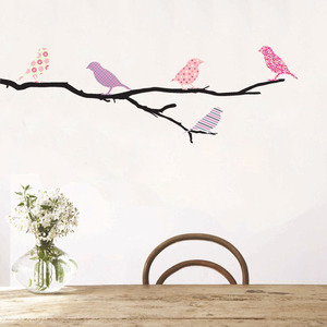 Adesivo murale ecologico rimovibile e resistente con ramo d'albero e diversi <span class=keywords><strong>uccelli</strong></span>, decorazione da parete. - Product Image 3