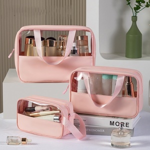 Sac de rangement pour cosmétiques en PVC transparent avec fermeture éclair, grand sac fourre-tout, organisateur de maquillage transparent, sac personnalisé privé, <span class=keywords><strong>voyage</strong></span> - Product Image 3