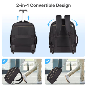 Sac à dos trolley 2 en 1 MGB, 14 pouces, poignée cachée sous le siège, <span class=keywords><strong>bagage</strong></span> souple, <span class=keywords><strong>bagage</strong></span> à <span class=keywords><strong>main</strong></span>, <span class=keywords><strong>bagage</strong></span> de voyage avec roulettes - Product Image 3
