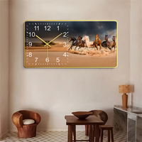 Dernière horloge murale de peinture en cristal moderne populaire conception de paon encadrée avec affichage silencieux d'aiguille pour la décoration intérieure utilisation de restaurant
