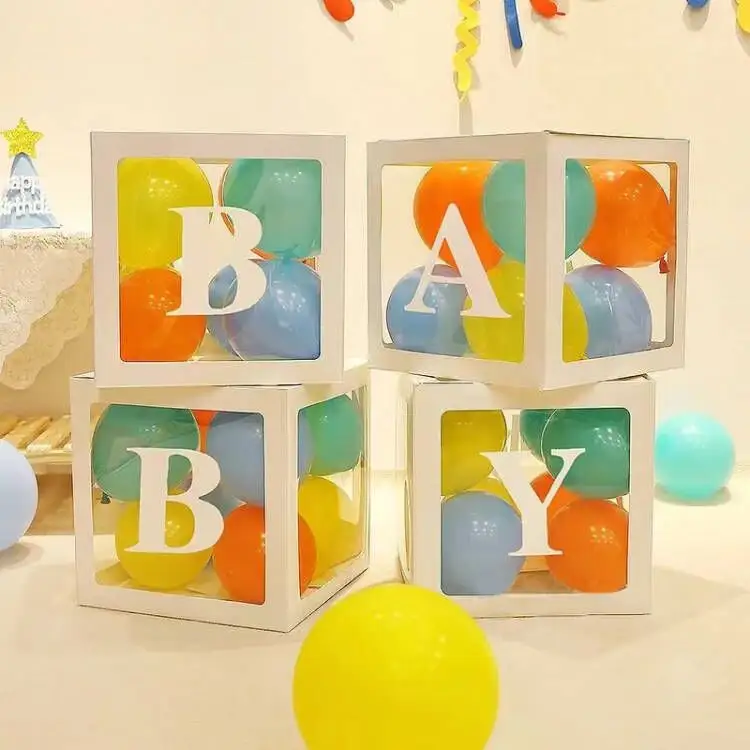 Custom Baby Shower Decorations Gift Balloon Boxes Transparent Balloons Boxes Decor with Letters