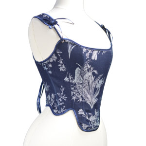 Nuevo estilo de otoño: Top corsé versátil con cuello halter y diseño de espina de pescado teñido con hilo, cinturón corsé ODM con cremallera y botones para moldear la cintura. - Product Image 1