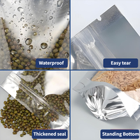 Sachets refermables en aluminium avec fermeture éclair, face transparente, dos argenté, debout, pour l'emballage alimentaire, avec fenêtre transparente
