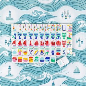 160 Tessere Acriliche per Mahjong Americano a Tema Nautico Costiero, con Rilievi di Boe e Faro, Gioco per 4 Giocatori, Decorazione Nautica, Regalo - Product Image 1