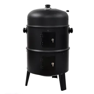 ZT 3 in 1Outdoor Barbecue Mangal Charcoal Grill Black Portable BBQ Smoker Grill