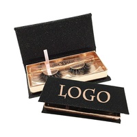 Logo 3d à paillettes noir et or, papier laser fantaisie, emballage de cils, boîtes magnétiques avec blister