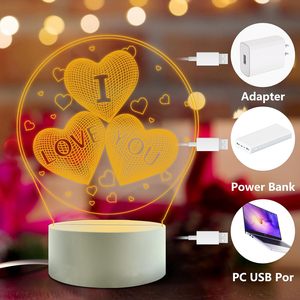 3D Illusion <b>LED</b> Modern DIY <b>Night</b> <b>Light</b> Creative Cartoon Mini Warm Acrylic Dimmable USB Recharge Bedroom Table Desk Lamp - Product Image 2