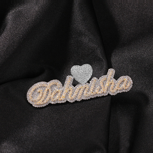 Phong Cách Mới Chữ Tích Hợp Tùy Chỉnh Với Trái Tim Tên Hàng Đầu Iced Out Bling Thiết Kế Độc Đáo Tên Hip Hop Mặt Dây Chuyền - Product Image 5