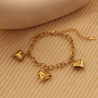 Bracelets unisexes pour femmes, minimalistes et épaisses, avec cœur en perles, anti-ternissement, plaqué or 18 carats, bracelets ajustables