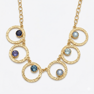Colliers en argent sterling 925 plaqué or avec labradorite, iolite et topaze bleue pour femmes – Prix de gros - Product Image 1