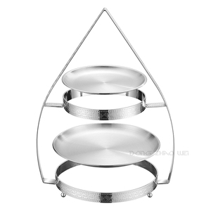 หรูหราตกแต่งงานแต่งงานเงินยืนขนมคัพเค้กแสดงพรรคสแตนเลสคู่ชั้นวางอาหารของหวานโต๊ะยืน - Product Image 6