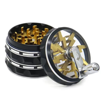 Approvisionnement d'usine de haute qualité 63mm 4-Part Lightning Aluminium Herb Spice Grinder avec poignée Accessoires pour fumer personnalisés