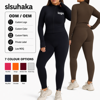 Ensemble de yoga pour femmes grandes tailles, veste à fermeture éclair à manches longues, leggings, deux pièces, haute élasticité, séchage rapide, automne, vente en gros, OEM personnalisé