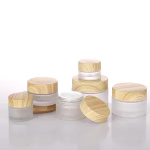 Bambu tampa vidro frasco com madeira tampa para o óleo facial creme vela olho creme cosmético embalagem