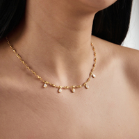 Collier en acier inoxydable plaqué or 18 carats J&D Designer, pendentif classique en forme de larme avec zircon cubique