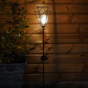 Lámpara Solar de Jardín con Bombilla LED, Farol de Hierro para Exteriores, Iluminación de Caminos, Resistente al Agua, Alimentada por Energía Solar - Product Image 1