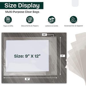 Clear BOPP <b>Bags</b> 9x12 Inch Resealable Self-Sealing Silk Screen Printed Packaging for Electronics Storage and Travel (<b>Pack</b> of 200) - Product Image 3