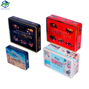 custom empty embossed rectangle food grade metal chocolate tin box packaging