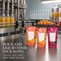 Sachets d'emballage personnalisés avec bec verseur pour jus, en aluminium alimentaire, pour liquides, vente en gros