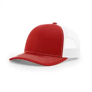 Etiqueta personalizada de tecido richardson 112, chapéu de caminhoneiro com 6 painéis, malha de logotipo bordado