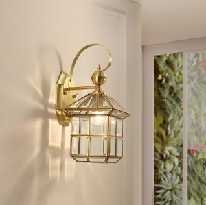Gran oferta, lámpara de pared con farol LED de cristal de aluminio europeo moderno, lámpara de pared impermeable Vintage para exteriores, luz para Calle Solar - Product Image 5