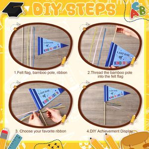 Préscolaire premier jour d'école feutre fanion ensemble <span class=keywords><strong>maternelle</strong></span> dernier jour bannière drapeaux poche signe décoratif avec bâton en bois - Product Image 3