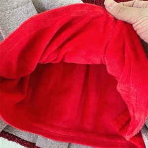 Traje de lujo ligero para niñas, conjunto de 2 piezas de poliéster rojo con solapa y falda plisada de manga larga, ropa de invierno cálida para niños - Product Image 6