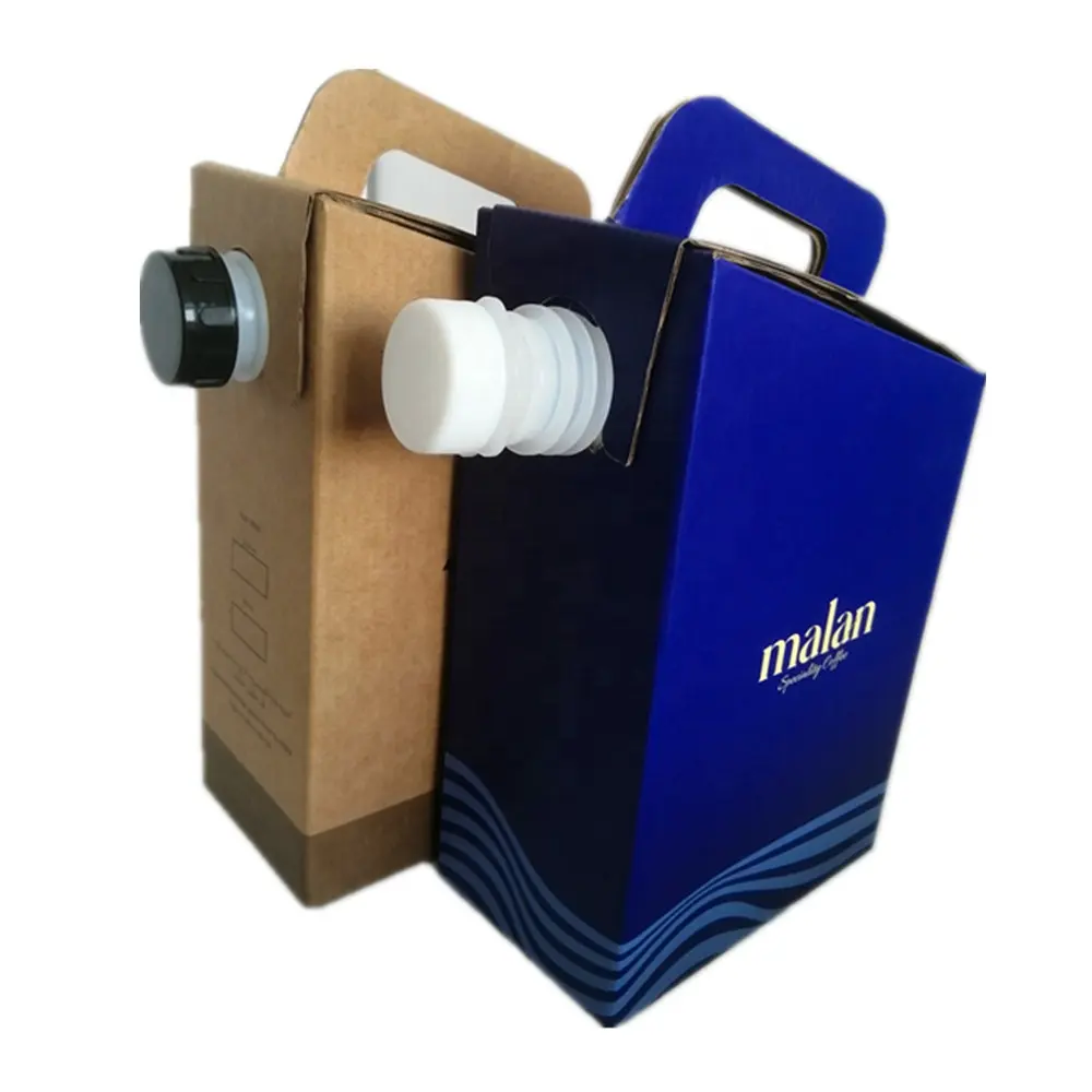 Custom manico monouso sacchetto di cartone in scatola scatola di imballaggio con foglio di alluminio sacchetto e tappo