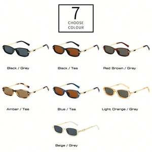 Lunettes de soleil rétro 2025 personnalisées avec logo, monture en alliage, verres carrés, protection UV400, petites lunettes rectangulaires pour hommes et femmes - Product Image 6