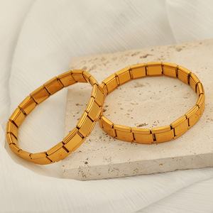 Titanium Steel Spring <b>Bracelet</b> Elastic Gold Silver Unisex Fashion <b>Bangle</b> Mix Match Geometric Design For Men Women - Product Image 3