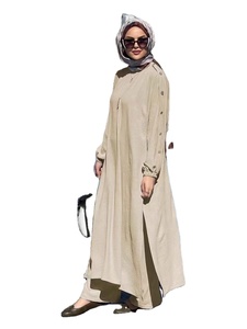 Nieuwe elegante Midden-Oosten mode casual knoop losse gewaad jurken broek set dames herfst vintage stijl lange mouw tweedelig pak - Product Image 1
