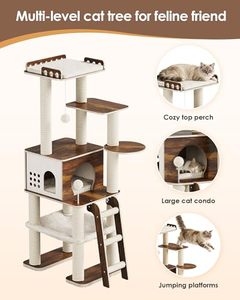 Multi-Layer Waterproof Wood Storage Tower Spacious Condo Hammock Soft Perch Sisal <b>Plush</b> Fabric-Indoor Pet Use All - Product Image 1