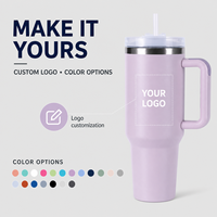 JUNVOY Tasse personnalisée de 40 oz en acier inoxydable, mug de voyage isotherme à double paroi sous vide avec poignée et paille