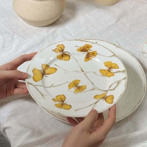 European-Style Yellow <b>Butterfly</b> Ceramic Coffee Cup Plate Dish Sets Vintage <b>Light</b> Luxury for Afternoon Tea Parties Wholesale - Product Image 4