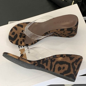 Sandales décontractées pour femmes à imprimé léopard, à bout ouvert, pour les fêtes, talons hauts sexy avec semelle extérieure en TPU, tendance mode printemps-été - Product Image 2