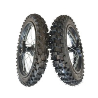 Juego Completo de Llantas Todoterreno para Motocicleta AXZ, Llanta Delantera de 14 Pulgadas, Llanta Trasera de 12 Pulgadas, Llantas de Hierro de Dientes Altos, Núcleo de Tambor Negro SDG