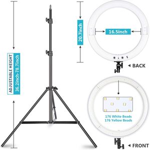 Kit d'éclairage annulaire LED Neewer de 20 pouces pour le maquillage, les vidéos <span class=keywords><strong>YouTube</strong></span>, les blogueurs, les salons - Température de couleur réglable avec batterie ou courant continu - Product Image 2