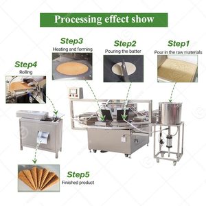Máy làm bánh quế cuộn 380V, dây chuyền sản xuất kem ốc quế thương mại, máy làm bánh stroopwafels Hà Lan - Product Image 5
