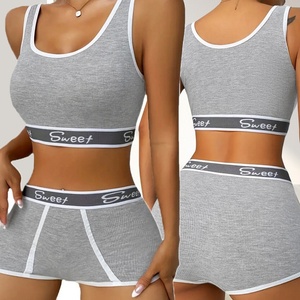 Ensemble de sous-vêtements en <span class=keywords><strong>coton</strong></span> pour le fitness, sous-vêtements respirants confortables pour femmes à taille mi-haute, soutien-gorge de <span class=keywords><strong>sport</strong></span> très élastique pour filles dynamiques - Product Image 3
