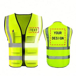 Veste de travail personnalisée en polyester haute visibilité à manches courtes avec logo et t-shirt - Product Image 2